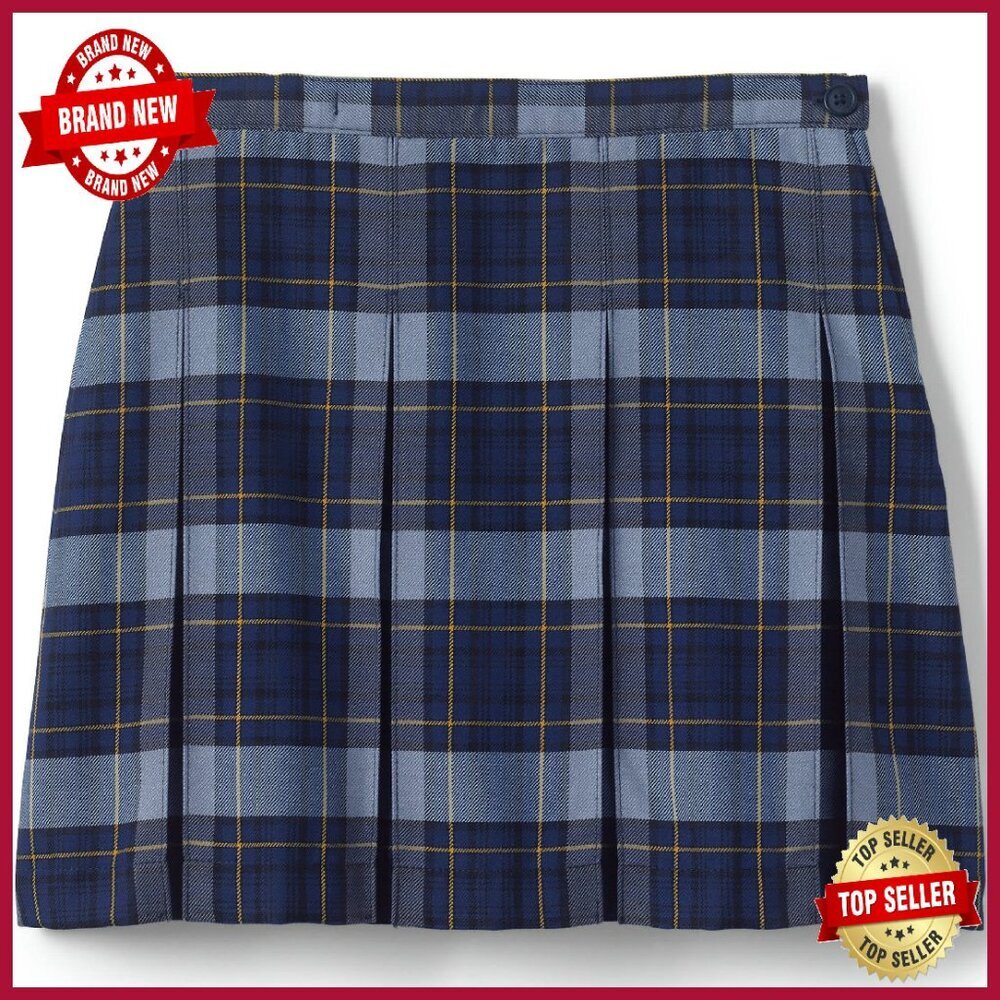 Girls School Uniform Box Pleat Skirt Knee Length 65% Polyester 35% Rayon